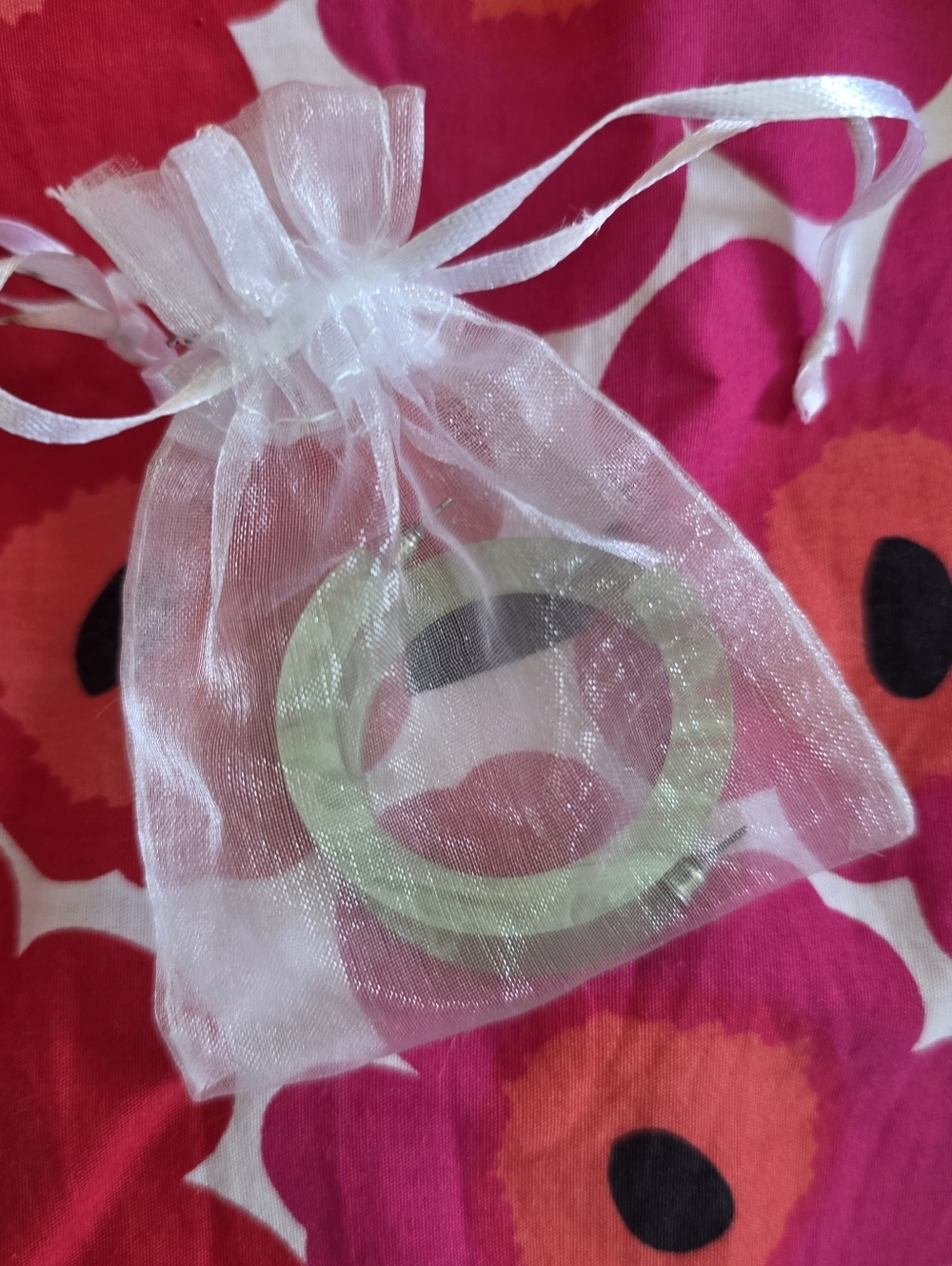 VTG Lucite Marbled Hoop Earrings Mint Green Pierced Hoops Y2k Earrings - Picture 3 of 12